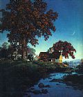 Maxfield Parrish Canvas Paintings - New Moon